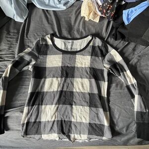 checkered black and white pajama top